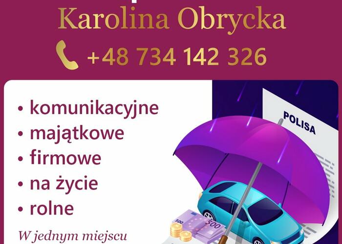 Grajewo ogłoszenia: UBEZPIECZENIA Karolina Obrycka

 - Komunikacyjne
 - Majątkowe...